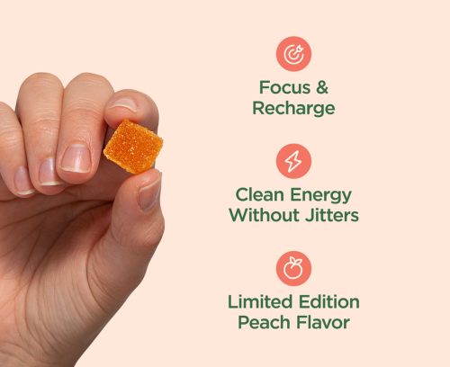 Peach Power 15mg CBDV + 40mg CBD Focus &amp; Recharge Gummies