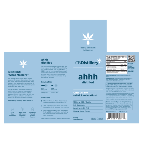 1000mg CBD Relief &amp; Relaxation Tincture