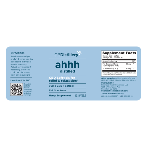 30mg CBD Relief &amp; Relaxation Softgels - 30 Count