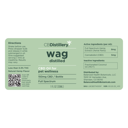 150mg CBD Pet Wellness Tincture